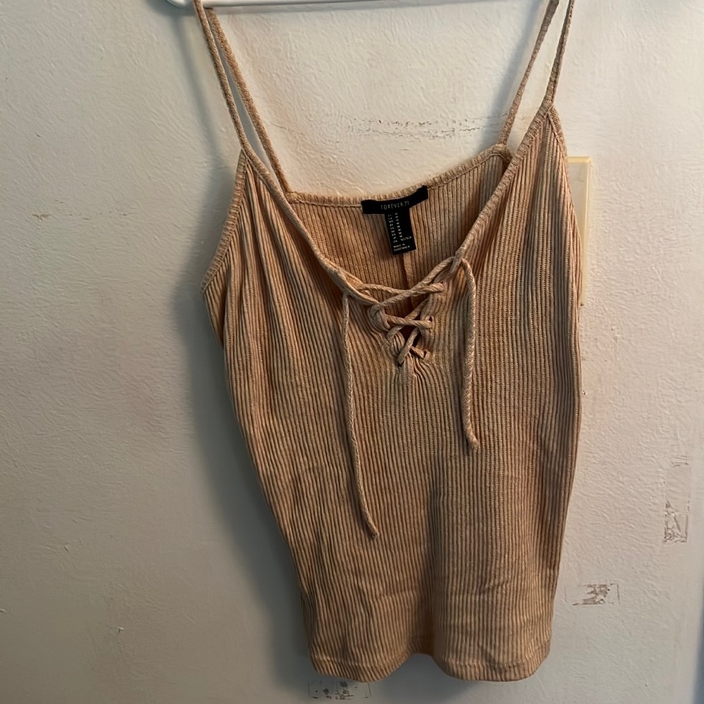 Tan thin strap tank top